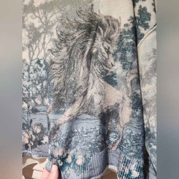 Rare Pilcro Alani Mock Neck Mystical Garden Cashmere Cream & Blue Sweater NWT S - Picture 9 of 12